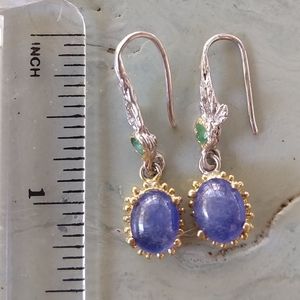 Amazing genuine sapphire emerald art earrings